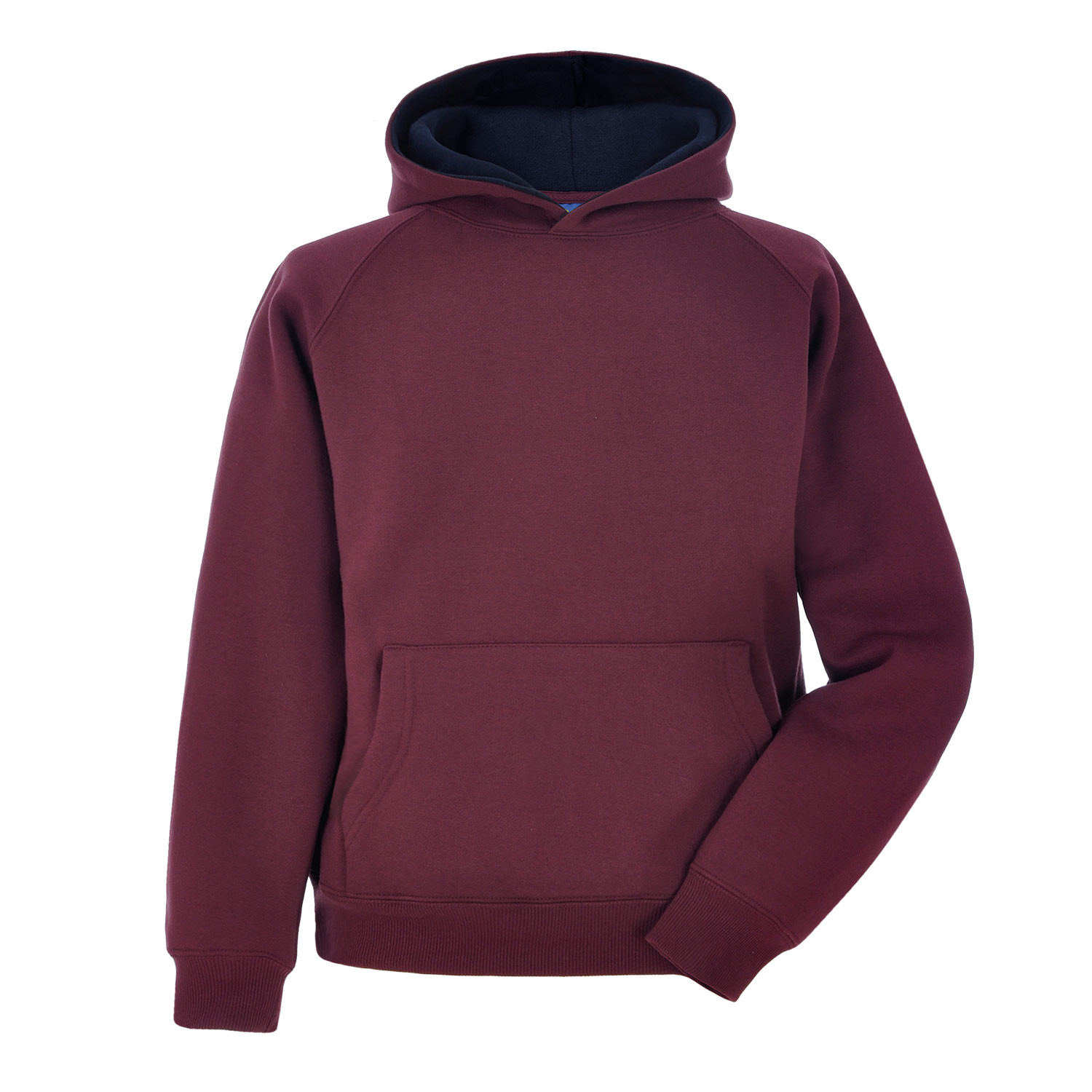Burgundy /Navy Hooded Top with Logo - Age 11-12