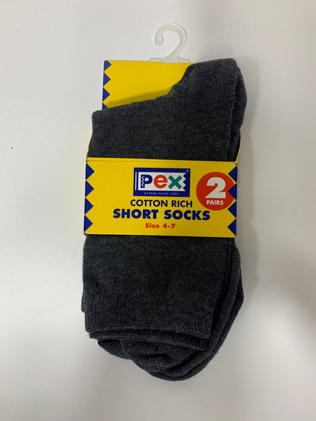 Cotton Rich Short School Socks - 2 Pair Pack