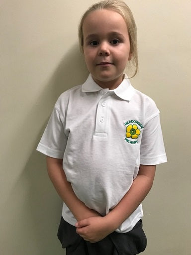 Meadowside Primary White Polo Shirt with Logo