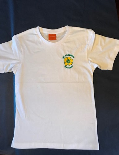 Meadowside Primary White T Shirt with Logo