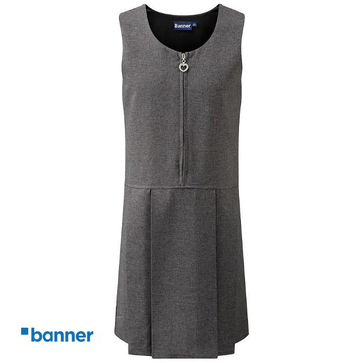 Girls Pleated Grey Pinafore