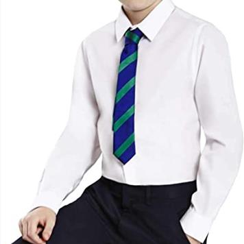 Boys White Slim Fit Long Sleeve Shirts Twin Pack