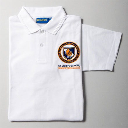 White Polo Shirt with School Logo