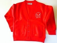 Red Cardigan with Logo