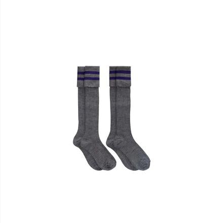Boys Grey / Navy Knee Socks Cotton Rich
