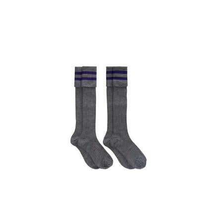 Boys Grey / Navy Knee Socks Cotton Rich