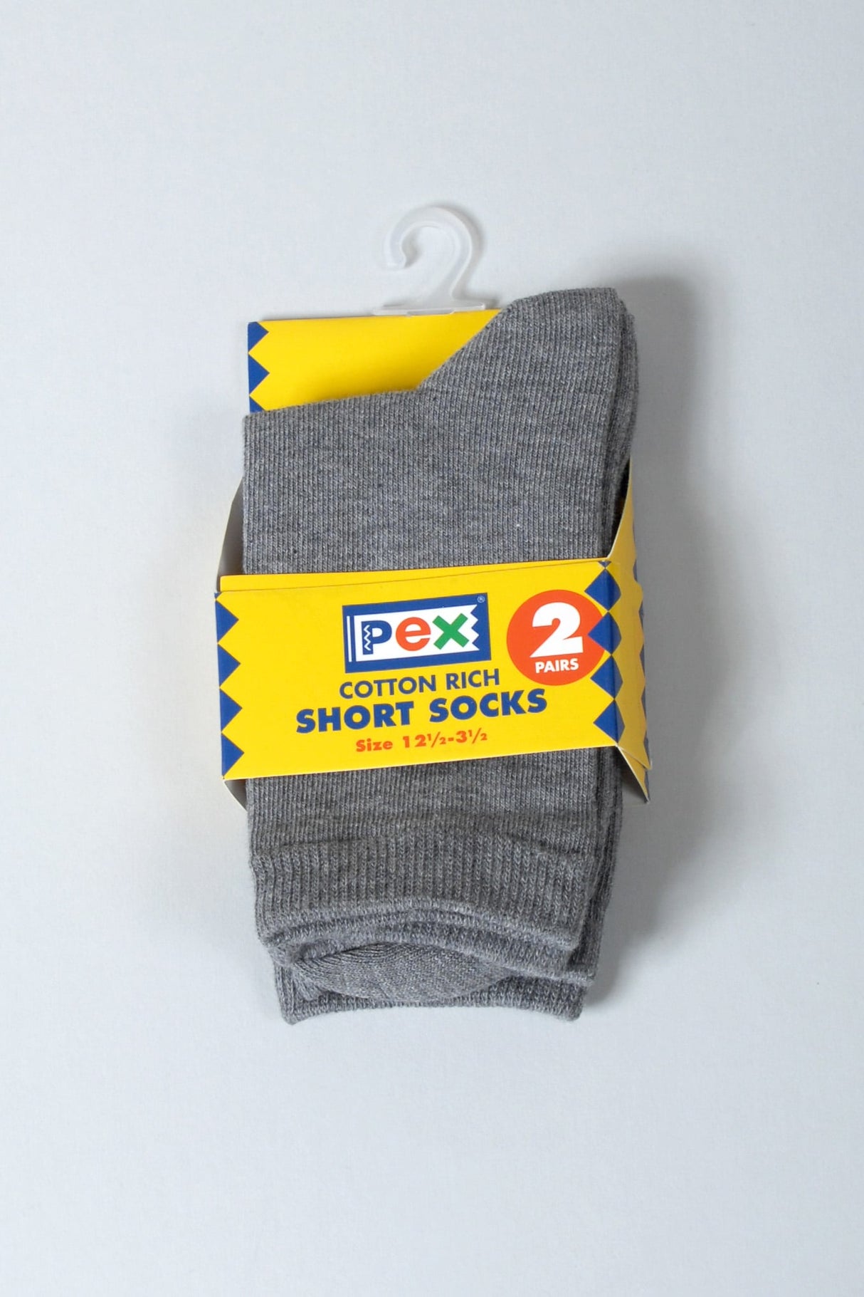 Grey Cotton Rich Short Socks.  2 Pair Pack.