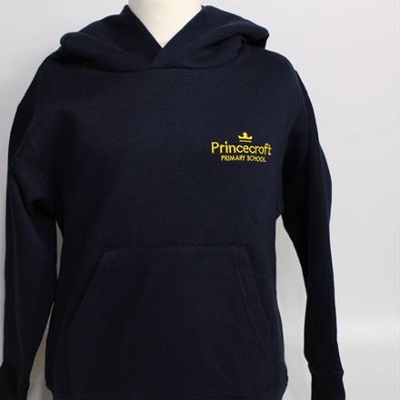 Navy & Gold Hooded Top with School Logo