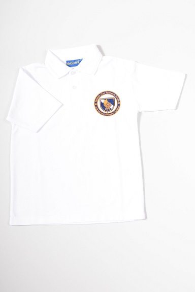 White Polo Shirt with School Badge(Unisex)